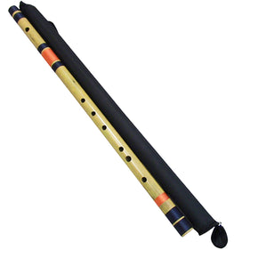 Zaza Percussion- Professional Scale G # Middle 12'' Polished Bamboo Bansuri Flute (Indian Flute) With Carry Bag