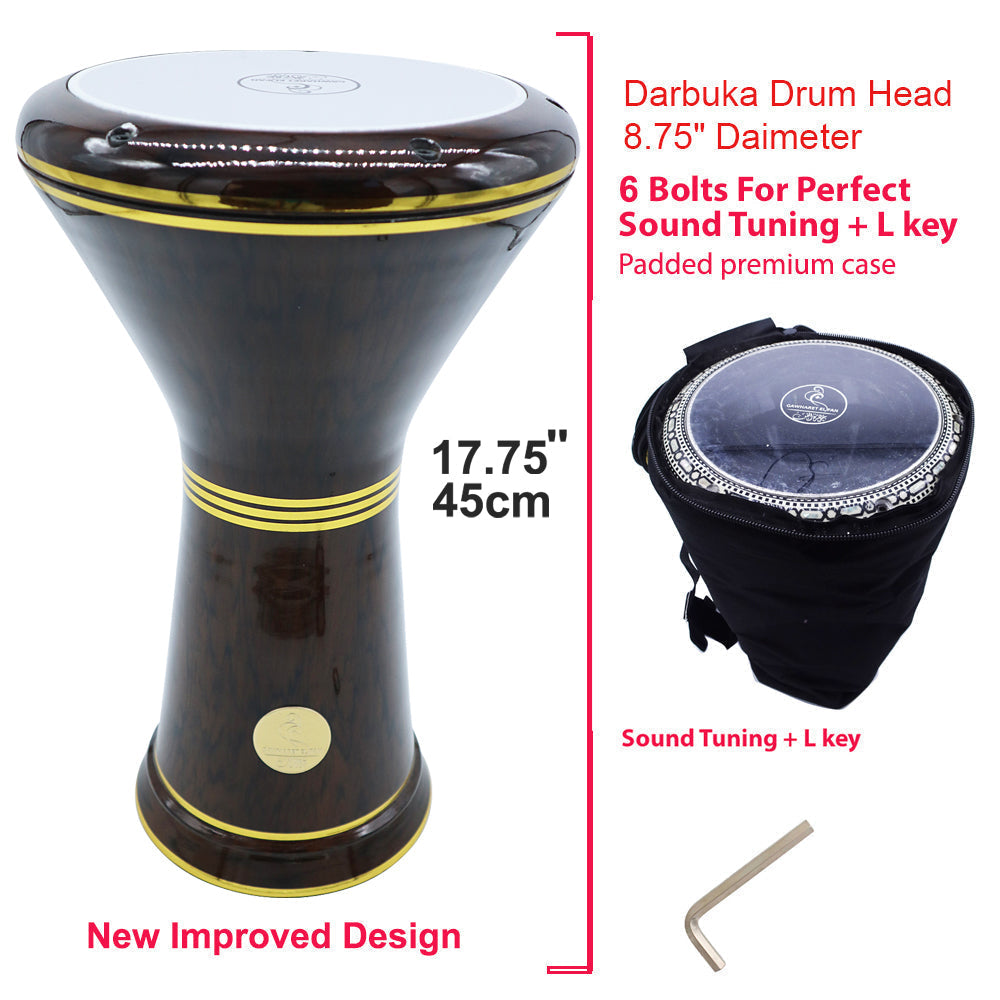The 17.75'' Stunning Metallic Black Gawharet El Fan Darbuka Doumbek