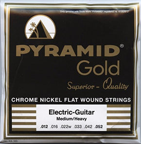 Pyramid Electric Guitar Gold Chrome Nickel Flat Wound Round Core Med/Heavy 12-52 /414 100