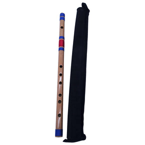 Zaza Percussion- Professional 6 Holes Polished Bamboo Flute Scale C 18'' (Indian Flute) W/Carry Bag