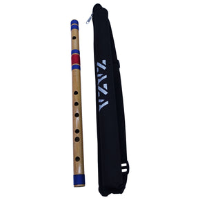 Zaza Percussion- Professional 6 Holes Polished Bamboo Flute Scale E 14.85'' (Indian Flute) W/Carry Bag