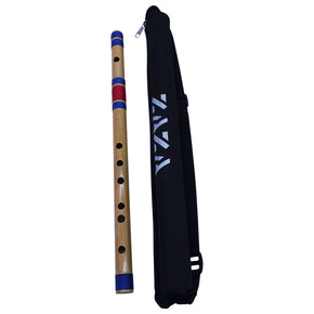 Zaza Percussion- Professional 6 Holes Polished Bamboo Flute Scale F 14'' (Indian Flute) W/Carry Bag