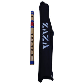 Zaza Percussion- Professional 6 Holes Polished Bamboo Flute Scale G 12'' (Indian Flute) W/Carry Bag