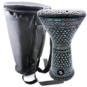 17.5'' Black Fort New Generation - Zaza Percussion Darbuka Doumbek - With Real Green Mother of Pearl