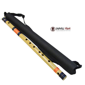 Zaza Percussion- Professional  Scale A Base 23'' Inches Polished Bamboo Bansuri Flute (Indian Flute)  With Carry Bag