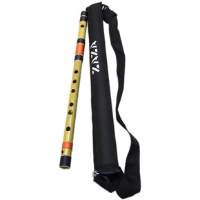 Zaza Percussion- Professional Scale C# Middle 18'' Inches Polished Bamboo Bansuri Flute (Indian Flute)  With Carry Bag