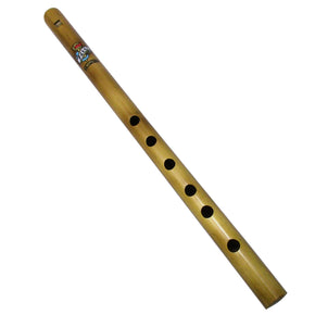 Zaza Percussion- 6 Finger holes -  Polished Bamboo Flute state D - 14'' (Indian Flute)