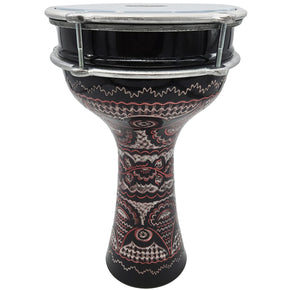 The Zaza Percussion- 16'' Black Engraved Aluminum Darbuka Doumbek