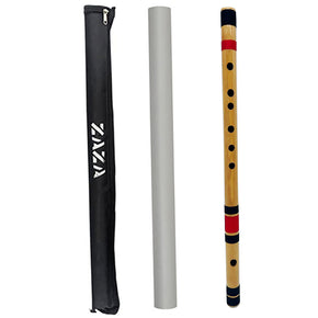 Zaza Percussion- Professional  Scale A Base Sharp 22'' Inches Polished Bamboo Bansuri Flute (Indian Flute)  With Carry Bag