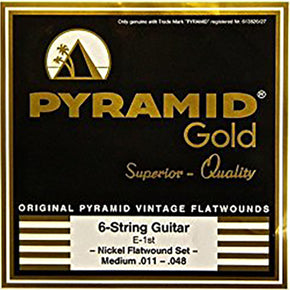 Pyramid Gold Electric Strings 11-48 – Medium Gauge, Flat Wound, Round Core
