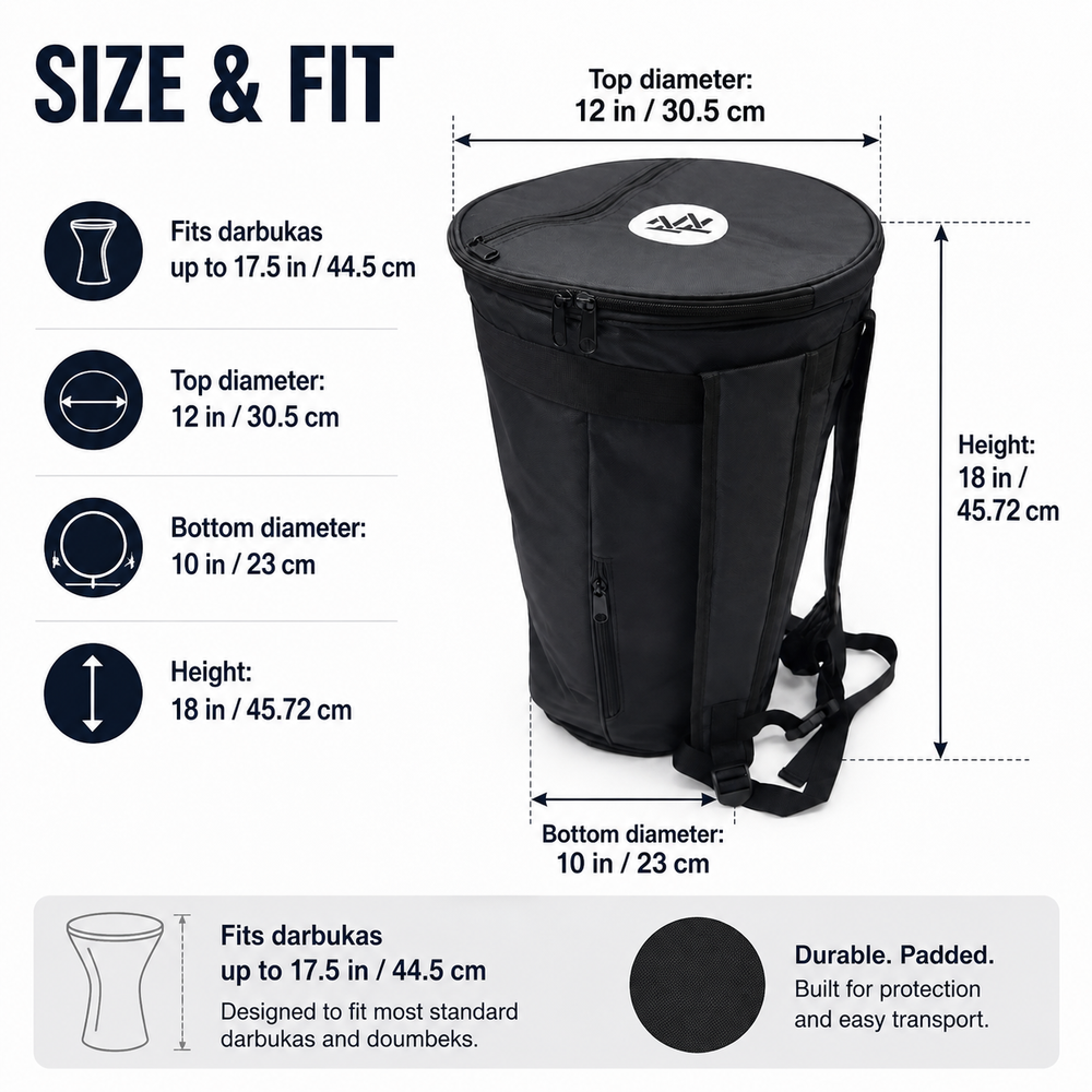 Large Colorful 18'' Darbuka Doumbek premium padded Fabric Gig-bag