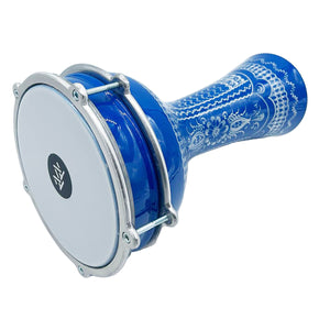The Zaza Percussion- 16'' Light Blue Engraved Aluminum Darbuka Doumbek