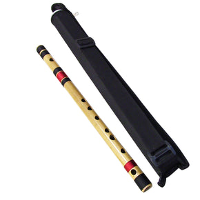 Zaza Percussion- Professional  Scale E Middle Flute 15'' Inches Polished Bamboo Bansuri Flute (Indian Flute)  With Carry Bag