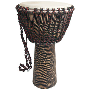 Mid-East Rope Tuned Sheesham Djembe with Goatskin Head 12-by-22-Inch - Hewn Finish