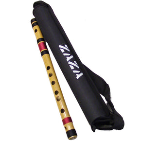Zaza Percussion- Professional  Scale D middle 17'' Inches Polished Bamboo Bansuri Flute (Indian Flute)  With Carry Bag