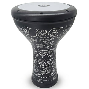The 17'' Black Matt Wave Zaza Percussion Engraved Egypt Style Darbuka Doumbek