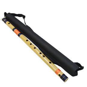 Zaza Percussion- Professional  Scale A Base Sharp 22'' Inches Polished Bamboo Bansuri Flute (Indian Flute)  With Carry Bag