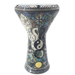 17.5" Gawharet El Fan NG Yinyang Darbuka Doumbek – Green Mother of Pearl