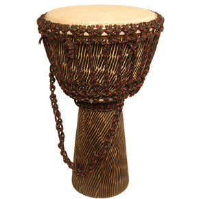 Mid-East Rope Tuned Sheesham Djembe with Goatskin Head 10-by-20-Inch - Hewn Finish