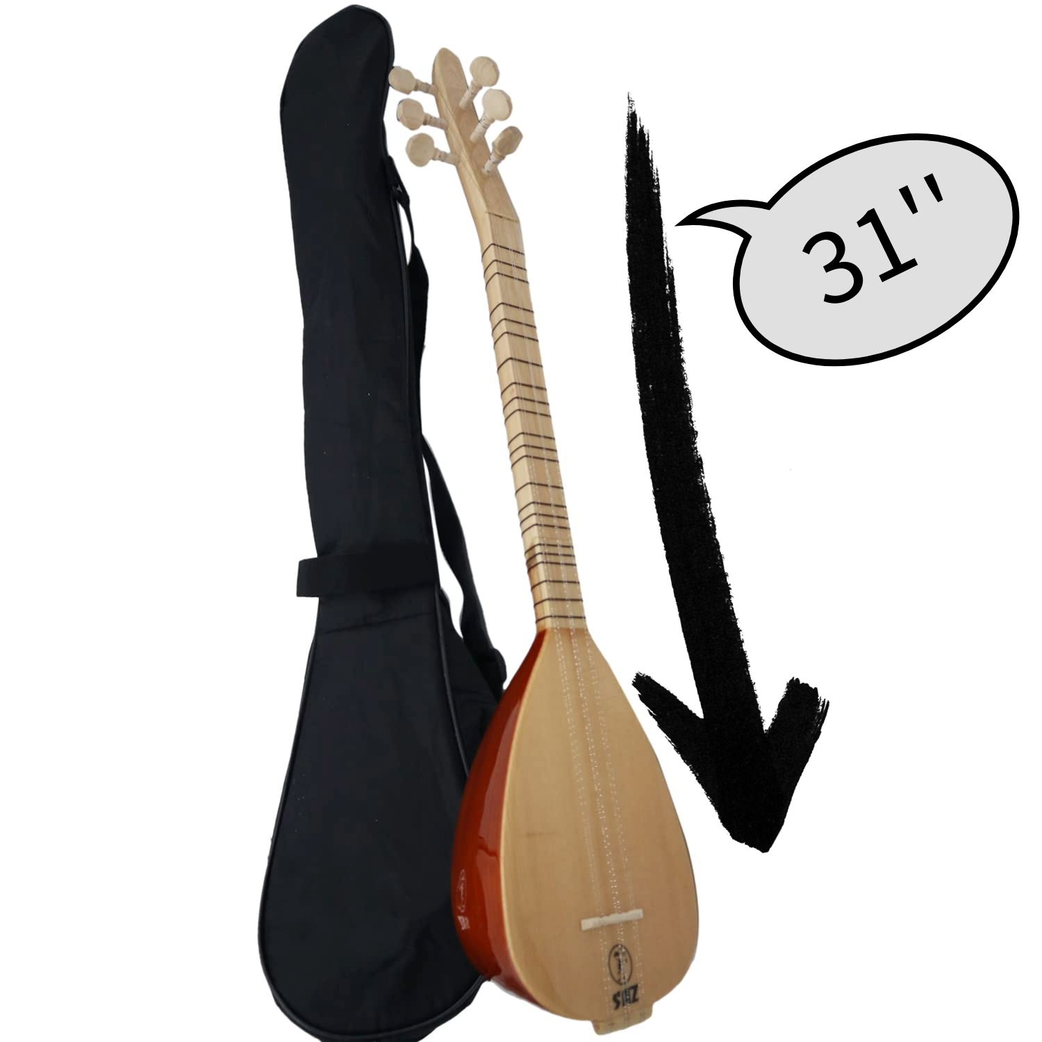 Turkish Cura Saz 6 String 31 Inch Nylon Case Darbukaplanet Darbukaplanet