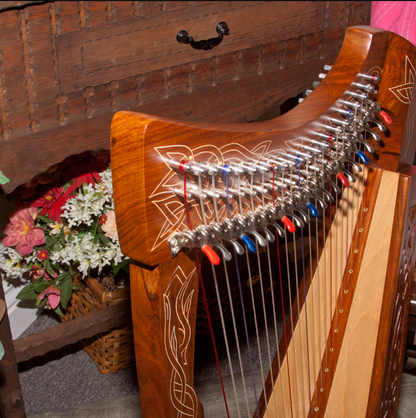 Roosebeck Heather 22 String Celtic Harp Chelby Levers Celtic Knotwork