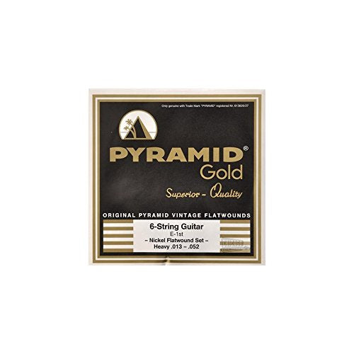 Pyramid Gold 13-52 Electric Guitar Strings – Chrome-Nickel Flat Wound with Round Core, Heavy Gauge