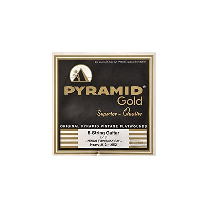 Pyramid Gold 13-52 Electric Guitar Strings – Chrome-Nickel Flat Wound with Round Core, Heavy Gauge
