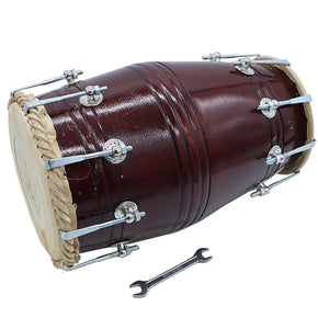 Zaza Percussion - Professional Quality Nut and Bolt Mango Wood Dholak Drum - hand Made Indian - Reddish Color - blemish