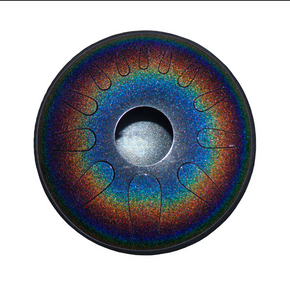 Idiopan Domina Pro 12-Inch 12-Note Tunable Steel Tongue Drum with Pickup- Onyx Rainbow