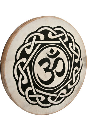 DOBANI 22-Inch Pretuned Goatskin Frame Drum with Om Design and Beater