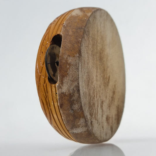 Zaza Percussion -Decorated  Kanjira 7" - Authentic Indian Tambourine Frame Drum with Carrying Case.