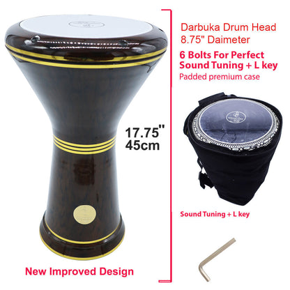 The 17.75'' Stunning Metallic Black Gawharet El Fan Darbuka Doumbek