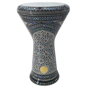 Gawharet El Fan New Generation 17.5" Egyptian Darbuka –  Chort Design with Green Mother of Pearl Inlay