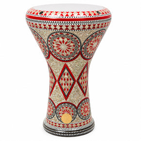 The 17'' Egyptian Red Star Mother of pearl Gawharet El Fan Darbuka Doumbek