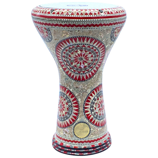 The 17'' Egyptian Red sun Mother of pearl Gawharet El Fan Darbuka Doumbek