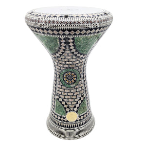 The 21'' Green Nashira Mother of Pearl Sombaty XL Gawharet El Fan Darbuka