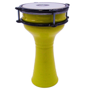 Zaza Percussion 10'' (length) Turkish Aluminum (Yellow) Darbuka Doumbek, Synthetic Head