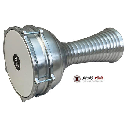 The ZAZA Percussion The 16'' Silver Aluminum Darbuka W/ Zill Internal Jingles-Blemish
