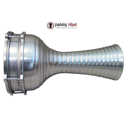 The ZAZA Percussion The 16'' Silver Aluminum Darbuka W/ Zill Internal Jingles-Blemish