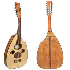 Professional Electric Flat Arabic Chestnut Oud with Guitar Pegs + Soft Case - Cat#AF1-CG