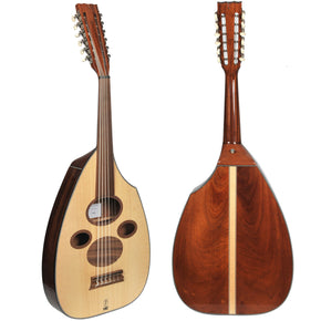 Professional Electric Flat Arabic Mahogany Oud with Guitar Pegs + Soft Case - Cat#AF1MG