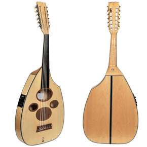 Professional Electric Flat Arabic Maple Oud with Guitar Pegs + Soft Case - Cat#AF3K