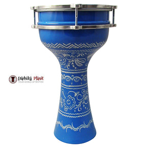 The ZAZA Percussion The 16'' Blue Lotus Aluminum Darbuka Doumbek.