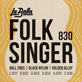 La Bella (830) String Type Folksinger Set, Black Nylon Guitar Strings